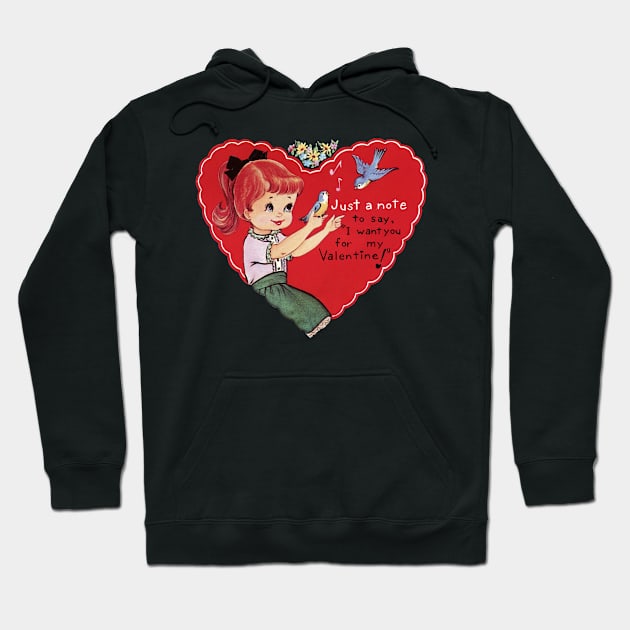 Vintage Little Redhead Girl Valentine Hoodie by RetroSalt